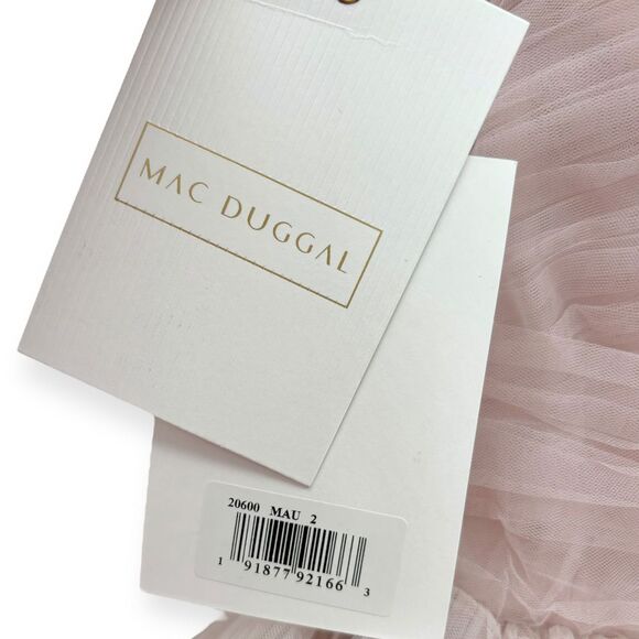 Mac Duggal NEW Tulle‎ Ruffle One Shoulder Mini Dress Pastel Mauve $698 - Size 2 - Picture 14 of 15